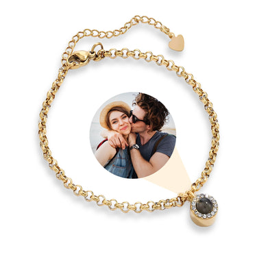 Halo Personalized Photo Bracelet - Personalized Gift for Women - Custom Jewelry For Her - Custom Bracelet Picture - Personalised Photo Gift Bracelet Gold Brother & Sisters